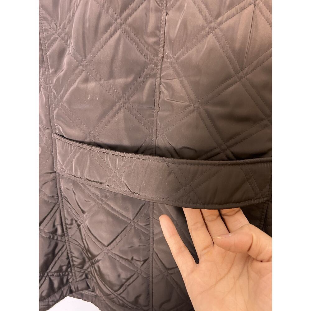 Talbots Womens Quilted Barn Jacket Petite Sz L Brown Snap Button - Picture 14 of 16